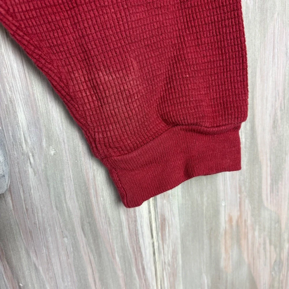 VTG GAP Red Waffle Knit Long Sleeve Thermal Shirt Mens M‎ Made in USA Faded Cozy